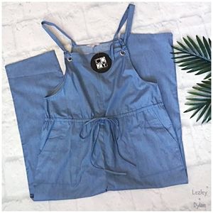 COZY CASUAL Chic Relaxed Light Chambray Overalls